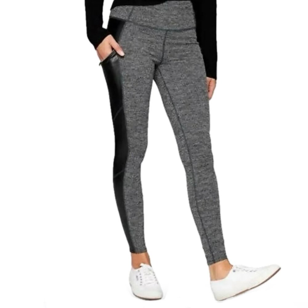 Athleta Herringbone Metro Drifter High Rise Leggings Black & Gray XXS